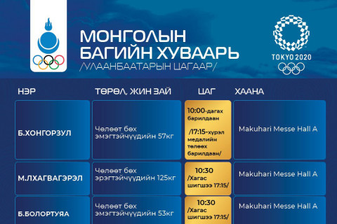 ТОКИО 2020: Өнөөдөр чөлөөт бөхийн гурван тамирчин барилдана