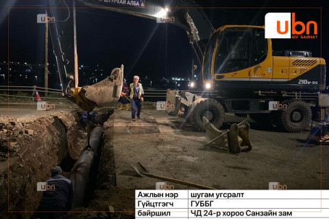 Санзайн замд 560 метр ус зайлуулах шугам угсарч эхэлжээ