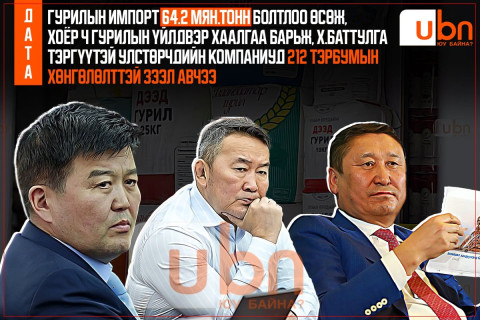 ДАТА: Гурилын импорт 64.2 мян.тонн болтлоо ӨСӨЖ, хоёр ч гурилын үйлдвэр хаалгаа барьж, Х.Баттулга, Х.Болорчулуун, Ц.Баатарсайхан тэргүүтэй хүмүүсийн компаниуд 212 ТЭРБУМЫН ХӨНГӨЛӨЛТТЭЙ ЗЭЭЛ АВЧЭЭ
